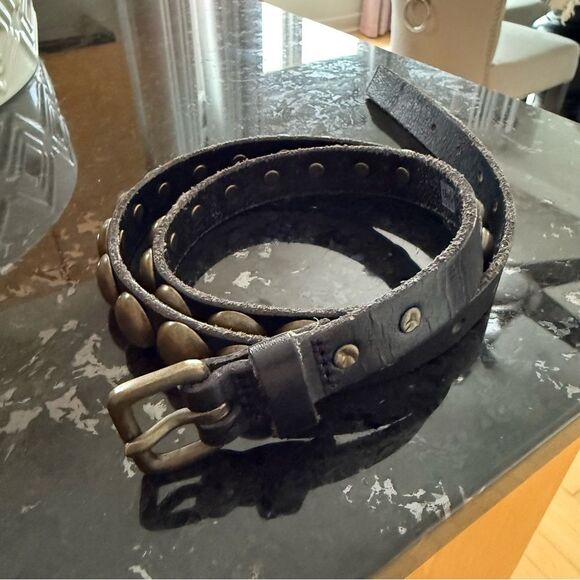 Gap Black Studded Leather Belt Size M